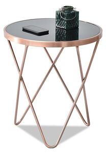 Elegancki wysoki stolik amin s miedziany z metalu i czarnego szkła