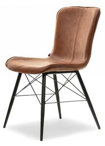 Stylowe Krzesło Margot Brązowe Ze Skóry Eko Na Czarnych Metalowych Nogach