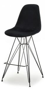 Krzesło barowe eps rod tap 1 czarne welurowe na czarnej nodze z drutu
