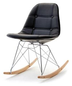 Tapicerowane krzesło na bukowych płozach do salonu mpc roc tap czarne