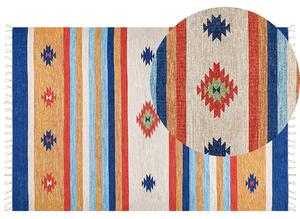 Dywan bawełniany kilim ręcznie tkany dwustronny z frędzlami wzorem 200 x 300 cm wielokolorowy Taronik Beliani