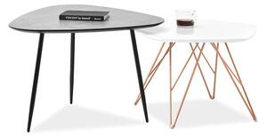 Designerski zestaw stolików penta s biały-miedź + rosin xl beton