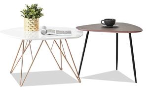 Designerski zestaw stolików penta xl biały + miedź i rosin s brązowy marmur