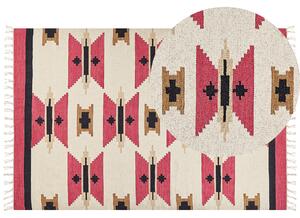 Dywan bawełniany kilim ręcznie tkany dwustronny z frędzlami wzorem 200 x 300 cm wielokolorowy Garni Beliani