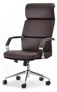 Elegancki fotel biurowy gabinetowy bond brązowy z metalu i skóry