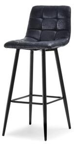 Eleganckie krzesło barowe neva czarny antic z pikowaniem na prostych nogach