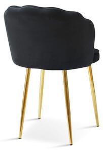 MebleMWM Krzesło muszelka czarne DC-6091 welur, złote nogi | OUTLET