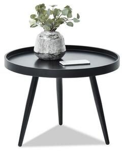 Mały nowoczesny stolik kawowy lavin s czarny okrągły na 3 nóżkach