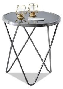 Elegancki stolik metalowy do kawy amin s czarny nikiel z czarnym lustrem