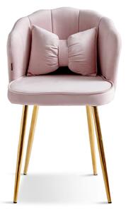 EMWOmeble Krzesło Glamour muszelka DC-6091 pudrowy róż #33, złote nogi