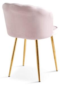 MebleMWM Krzesło muszelka pudrowy róż DC-6091 welur #33, złote nogi