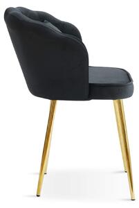 MebleMWM Krzesło muszelka czarne DC-6091 welur, złote nogi