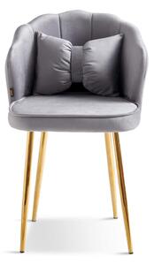 EMWOmeble Krzesło Glamour muszelka DC-6091 szare, złote nogi