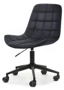Pikowany fotel biurowy obracany elior czarny welur na czarnej nodze mat
