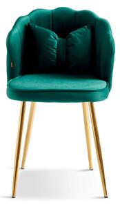 EMWOmeble Krzesło Glamour muszelka DC-6091 zielone, złote nogi