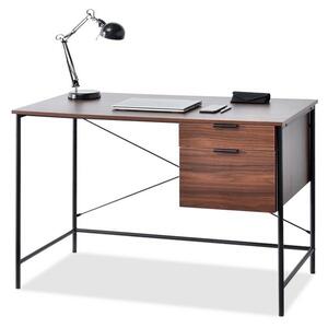 Praktycznie stylowe biurko do loftu vigo z szufladami orzech na czarnej podstawie