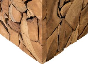 Rustykalny stolik pomocniczy boczny kostka 45 x 30 cm drewno tekowe Nelson Beliani