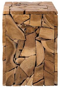 Rustykalny stolik pomocniczy boczny kostka 45 x 30 cm drewno tekowe Nelson Beliani