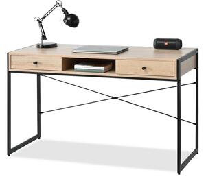 Designerskie duże biurko do domu pracowni nils sonoma na czarnych nogach z metalu