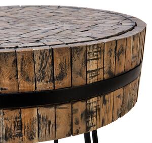 Rustykalny stolik kawowy 55 x 45 cm drewno tekowe metalowe nogi czarny Taku Beliani