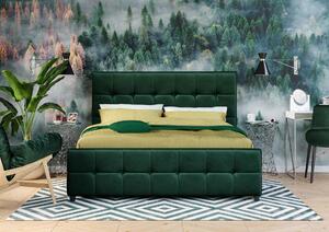 MebleMWM Łóżko tapicerowane z pojemnikiem SFG015 | 120x200 | Welur | Zielony #64 | Outlet