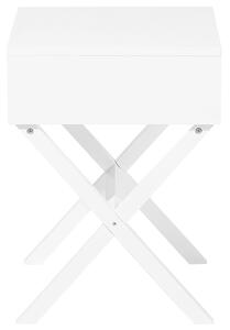 Stolik pomocniczy z szufladą styl skandynawski 55 x 40 cm biały Monroe Beliani