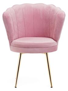 MebleMWM Krzesło muszelka różowe GAMZE welur #12, złote nogi