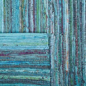 Dywan niebieski tkany ręcznie bawełniany do salonu 140 x 200 cm Mersin Beliani