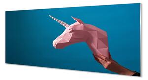 Obraz na szkle Różowy jednorożec origami