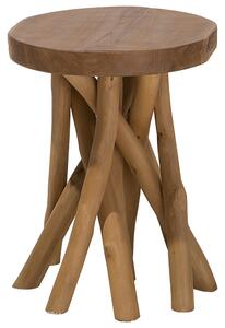 Boho stolik kawowy pomocniczy drewno tekowe naturalny kolor okrągły 36 cm Merritt Beliani