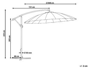 Parasol ogrodowy jasnoszary na wysięgniku metalowy składany ø 268 cm Calabria Beliani