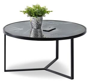 Designerski stolik kawowy natal xl czarny marmurowy na industrialnej podstawie z metalu