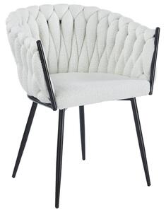 EMWOmeble Krzesło DC-7077 | Boucle | Biały | Czarne nogi