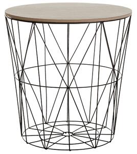 Stolik pomocniczy geometryczny klatka czarny 40 cm zdejmowany blat jasne drewno Lanark Beliani