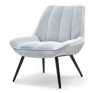 Fotel w nowoczesnym stylu zoti szary tapicerowany z czarnymi nogami do pokoju