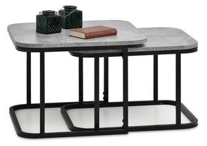 Zestaw rozsuwanych stolików iriga beton do salonu w stylu industrialnym