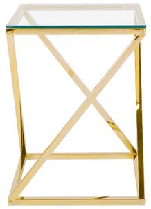 Stolik pomocniczy mały kwadratowy szklany blat stalowa rama złoty Beverly Beliani