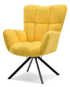Designerski fotel wypoczynkowy do czytania kira żółty wygodny z obracanym siedziskiem