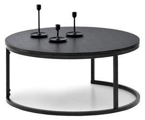 Minimalistyczny duży stolik kawowy kodia xl czarny z okrągłym blatem do kanapy