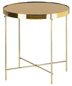 Stolik okrągły szkło hartowane złoty blat złote metalowe nogi glam Lucea Beliani