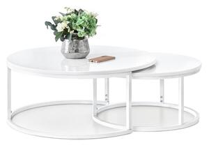 Rozsuwane stoliki dwa w jednym kodia s+xl białe z połyskiem w nowoczesnym stylu