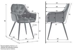 MebleMWM Krzesło pikowane DC-9220 szary welur #21, nogi czarne