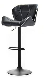 Designerskie Krzesło Barowe Nr 15 Czarne Skórzane Na Czarnej Nodze Regulowana Wysokość