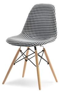 Skandynawskie krzesło tapicerowane mpc wood tap pepitka na drewnianych nogach buk