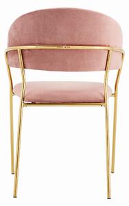MebleMWM Krzesło ze złotymi nogami - Glamour, różowe C-889 welur