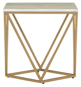 Glam stolik pomocniczy geometryczny złota metalowa rama efekt marmuru Malibu Beliani