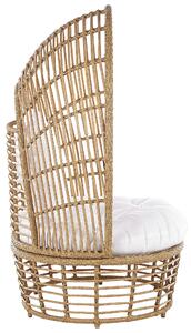 Fotel kokon beżowy boho rattanowy poduszka siedziskowa zabudowane oparcie Lido Beliani