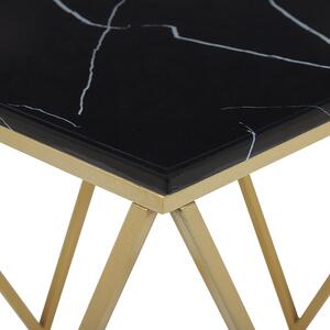 Glam stolik pomocniczy geometryczny metalowa rama czarny efekt marmuru Malibu Beliani