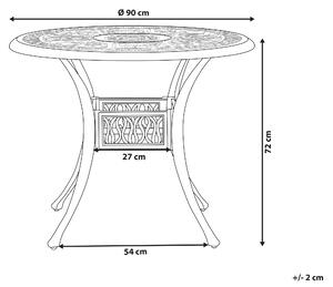 Stół jadalniany do ogrodu aluminium okrągły 90 cm dla 4 osób czarny Ancona Beliani