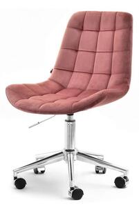 Fotel obrotowy w stylu glamour elior pudrowy welur z nogą chrom do biura